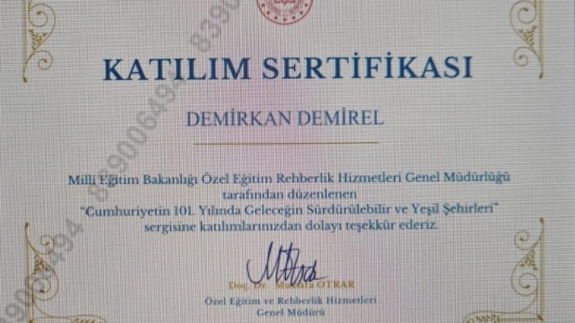 Öğrencimiz Demirkan Demirel'in resmi 29 Ekim Cumhuriyet Bayramı dolayısıyla düzenlenen 